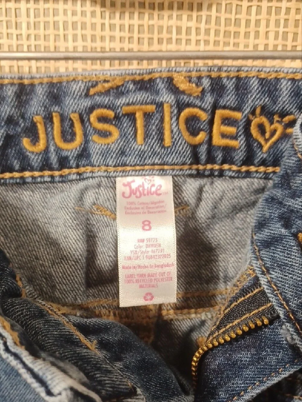Justice Girls Dark Blue Straight-Leg Jeans